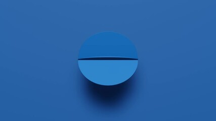 Abstract blue round geometric shape rotates in random direction. 3d rendering simple seamless loop animated background - Powered by Adobe