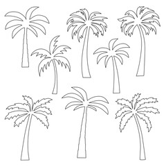 palm trees black outline digital stamps