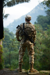view of a Colombian soldier in the jungle