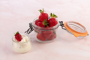 Strawberries in a glass jar