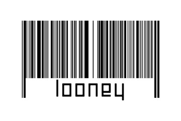 Barcode on white background with inscription looney below - obrazy, fototapety, plakaty