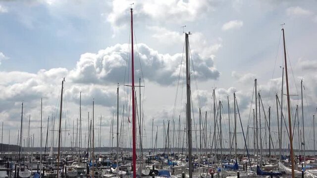 Lots of boats at the Marina in Schilksee close to Kiel in Germany. Schilksee olympic sailing sport