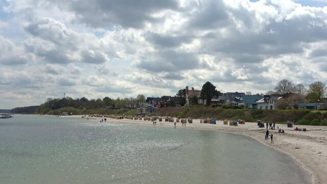 View at the beach of Schilksee in Germany close to the marina