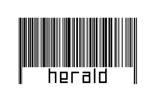 Barcode on white background with inscription herald below