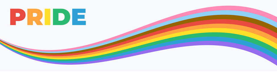 Pride Banner with LGBT Flag Wave. Pride Month Vector Illustration. Pride Rainbow Flag Wave Design Element. 