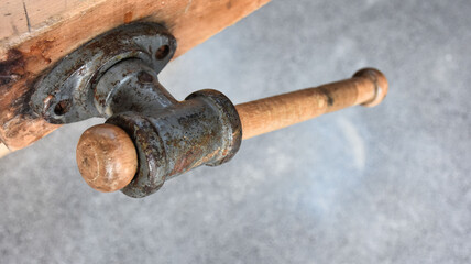 old rusty key on white background