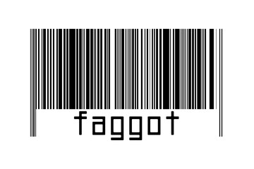 Digitalization concept. Barcode of black horizontal lines with inscription faggot