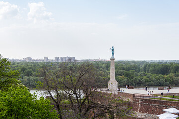 Obraz premium Belgrade, Serbia - May 2, 2021: The Winner monument the symbol of the City of Belgrade, located at Kalemegdan fortress.