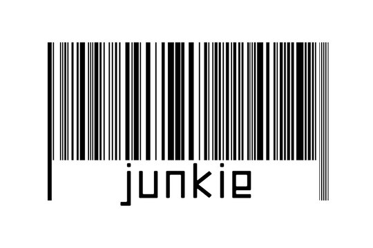 Barcode on white background with inscription junkie below