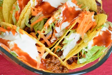 plate full of home made tacos