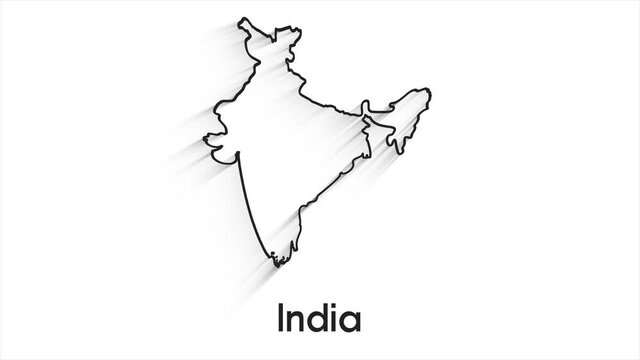 India Map Showing Up Intro By Regions 4k animated India map intro background with countries appearing and fading one by one and camera movement