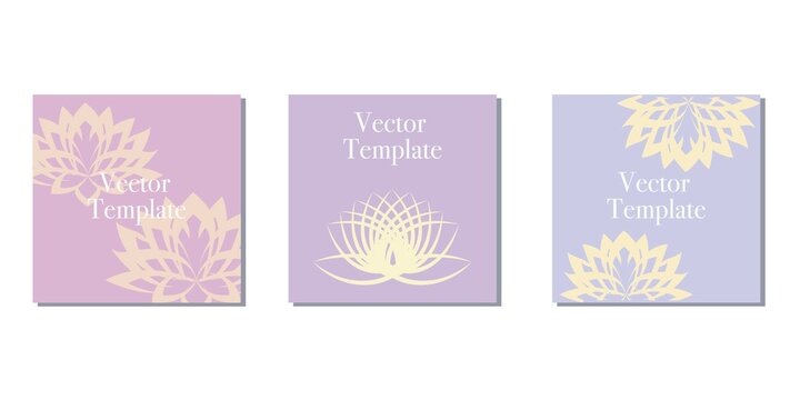 Healing and Beauty concept Lotus flower decoration square template. Pink Floral Vector template. Vector illustration.