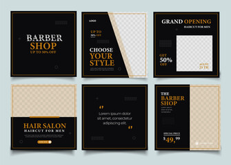 Barber shop promotion ad social media post template banner template
