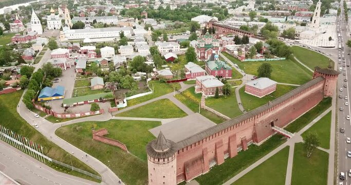 Picturesque view from height of the Kolomna Kremlin. Kolomna city. Russia