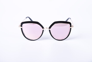 Eyeglasses on white background with copyspace