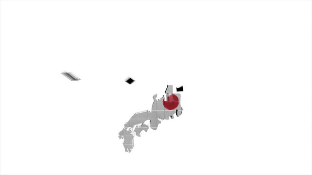 Japan Map Showing Up Intro By Regions 4k animated Japan map intro background with countries appearing and fading one by one and camera movement