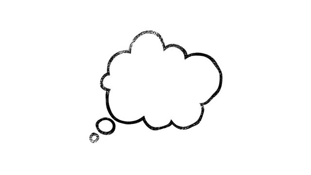 Thinking cartoon cloud bubble sketch doodles being animated. Hand-drawn moving scribble on white background