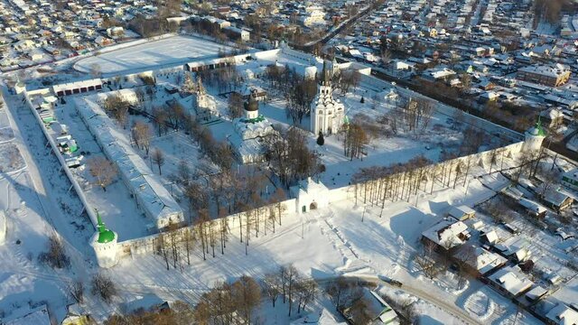 Top view of the Trinity Cathedral in Holy Assumption Monastery. Aleksandrov. Russia 