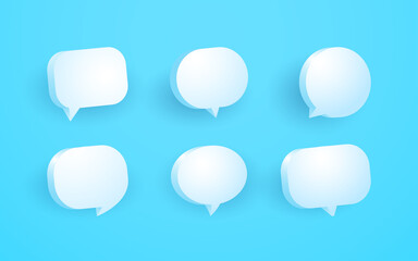 3d blue sky speech bubble collection