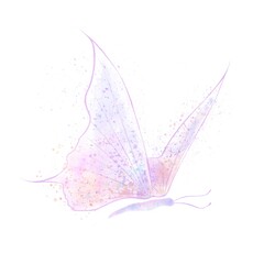 Butterfly of blotches and splashes on isolated white background. Watercolor illustration for designers, typography, book publishers, posters, printing industry, for printing on T-shirts.