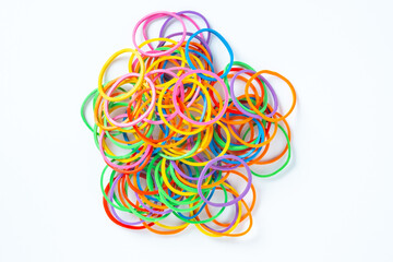 Rubber band on white background.