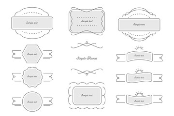 シンプルなあしらいデザインのフレーム枠　モノクロ