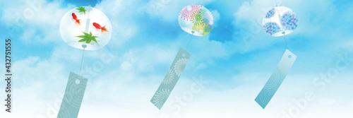 空 風鈴 暑中見舞い 背景 Poster Posters Wallsheaven J Boy