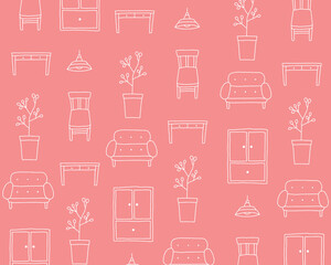 インテリアパターン背景イラスト（ピンク）