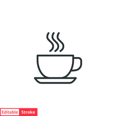 Coffee line icon. Simple outline style. Drink, glass, tea, water, chocolate, coffe cup, kitchen, restaurant concept. Vector illustration isolated on white background. Editable stroke EPS 10