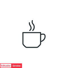 Coffee line icon. Simple outline style. Drink, glass, tea, water, chocolate, coffe cup, kitchen, restaurant concept. Vector illustration isolated on white background. Editable stroke EPS 10