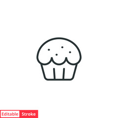 Cupcake line icon. Simple outline style. Bakery, cake, dessert, muffin, kitchen, restaurant concept. Vector illustration isolated on white background. Editable stroke EPS 10