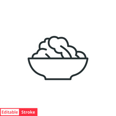Salad line, icon. Simple outline style. Food, organic, vegan, bowl, fruit, health, vegetables, plate, restaurant concept. Vector illustration isolated on white background. Editable stroke EPS 10