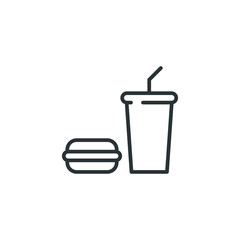 Junk food line icon. Simple outline style. Burger, fast food, food, soft drink, restaurant concept. Vector illustration isolated on white background. EPS 10