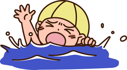 水の中で溺れてもがく子供