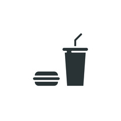 Junk food glyph icon. Simple solid style. Burger, fast food, food, soft drink, restaurant concept. Vector illustration isolated on white background. EPS 10