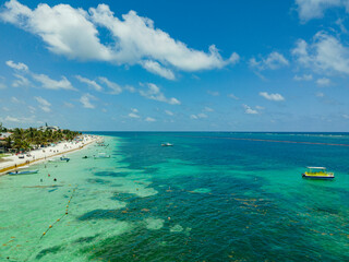 Aerial view of Puerto Morelos, Quintana Roo, Mexico