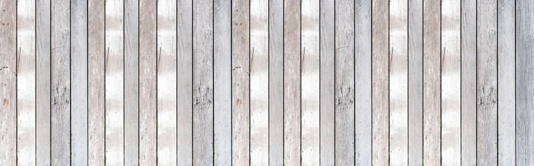 Panorama of Old white vintage wooden wall pattern and seamless background