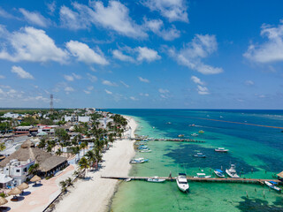 Aerial view of Puerto Morelos, Quintana Roo, Mexico