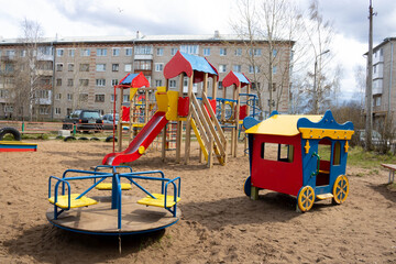 Bright children's Playground in the courtyard for games and sports