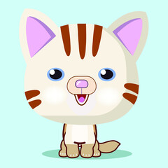 Cute cartoon flat cat stylized for company branding, pet shop, animal web site