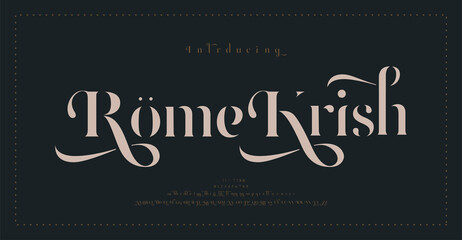 Luxury classic alphabet letters font and number. Typography elegant wedding lettering serif fonts decorative vintage retro concept. vector illustration