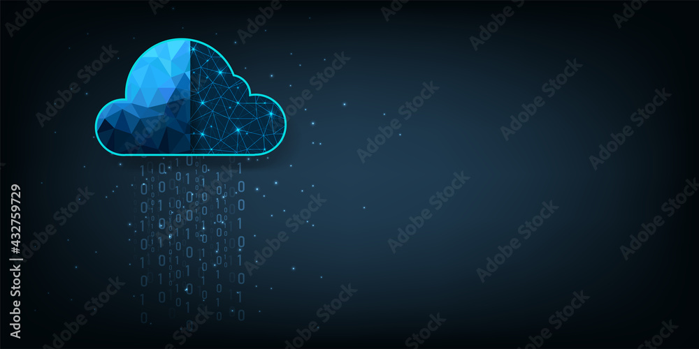Leinwandbilder Cloud technology.Cloud storage with Data protected exchange  Cloud computing, big data center, on dark blue background.Cloud Technology illustration concept.