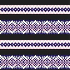 Pink Navy Christmas Fair Isle Seamless Pattern Background
