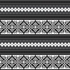Black and White Christmas Fair Isle Seamless Pattern Background