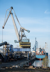 this crane is located in the port area