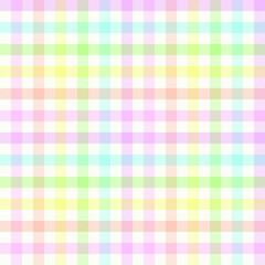 Rainbow gingham plaid, multicoloured seamless vector check pattern. Suitable for fashion, home decor and stationary.