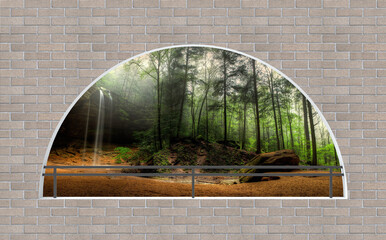Fototapety  Okno w ścianie 3d Tapety Zdjęcie Malowidła Rolki Tapety Wystrój Domu