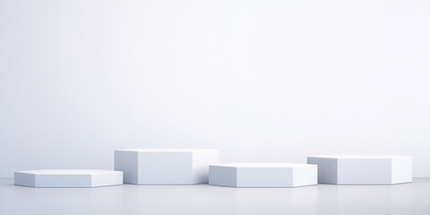 3d background for mock up podium for product presentation, white background, 3d rendering - obrazy, fototapety, plakaty