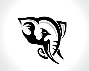 Naklejka premium cartoon head elephant drawing art logo design illustration