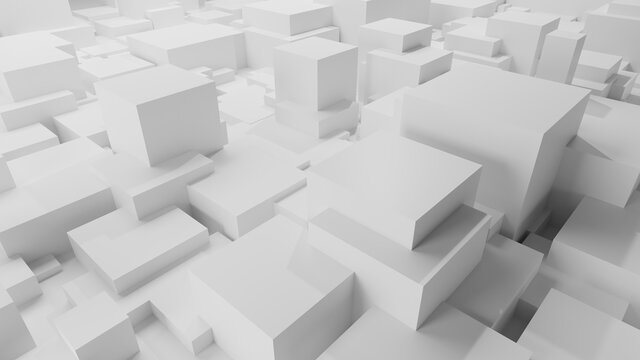 3d rendering of a city view from above. City illustration with checkered shape